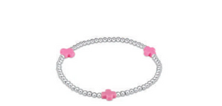 Signature Cross Sterling Pattern 3mm Bead Bracelet - Bright Pink