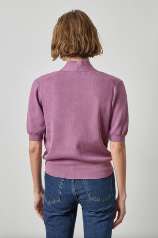 V-Neck Elbow Sleeve Sweater - Dewberry