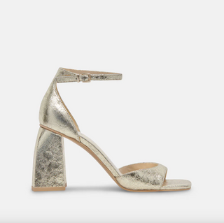 Janey Heel - Platinum Distressed Leather