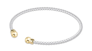 Classic Mixed Metal 2mm Bead Cuff - Gold