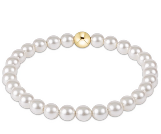 Classic Pearl 6mm Bead Bracelet - Gold