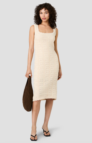 Nellis Square Crochet Knit Mini Dress - Ecru