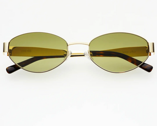 Soho Womens Oval Sunglasses - Gold/Green