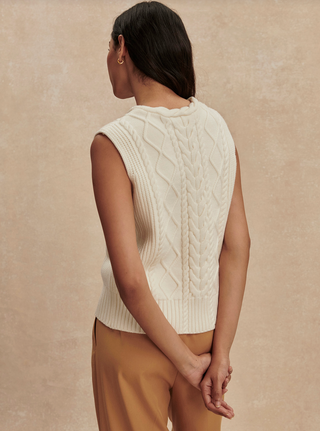 Tatyana Cable Knit Vest - Egret