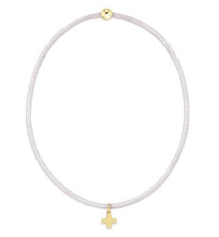 Hope Classic Silky White Bracelet - Signature Cross Small Gold Charm