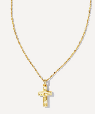 Cross Pendant Necklace - Gold Metal