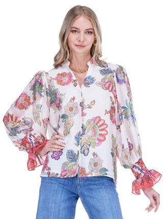 Slpit V-Neck Blouse - Briar Bloom