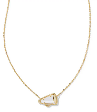 Cheer Short Pendant Necklace - Gold White Mother Of Pearl