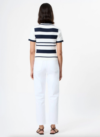 Maxime Knit Striped Short Sleeve - Marine/Summer White