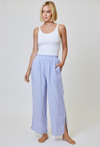 Embroidered Pant - Morning Sky