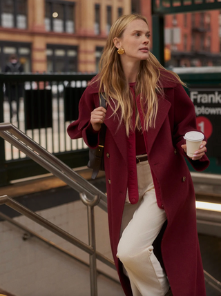 Helston Long Belted Coat - Cabernet