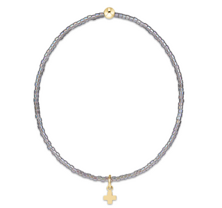 hope classic morning mist bracelet - signature cross small gold charm