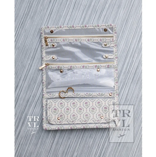 Luxe Jewelry Wallet - Antibes with Navy Pinstripe Liner Antibes Navy