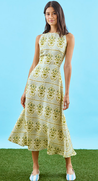 Faith Dress - Green Trellis Green