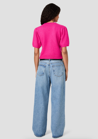 Yulia Knit Puff Sleeve Top - Cherry Rose
