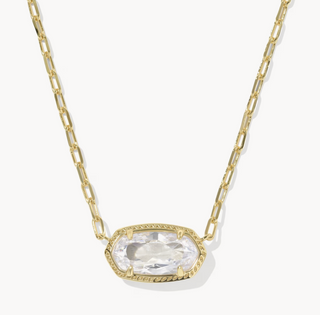 Elisa Short Pendant Necklace - Gold White CZ