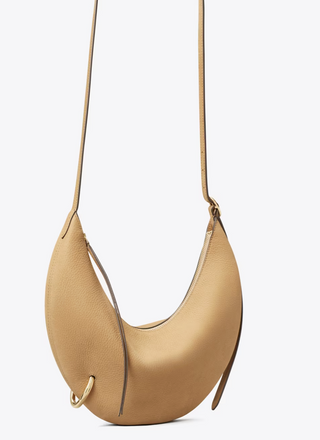 Pierced Nubuck Crossbody Bag - Stone