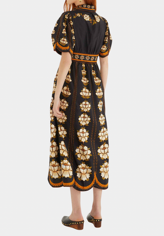 Embroidered Tapestry Sand Long Sleeve Mini Dress - Embroidered Tapestry Sand
