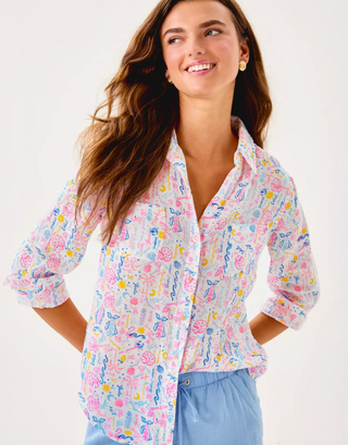 Sea View Button Down - Multi Summer Serenade