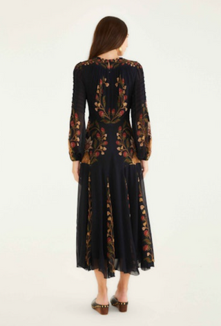 Berry Garden Black Long Sleeve Pleated Maxi Dress - Berry Garden