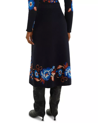 Knit Midi Skirt - Bow Garden Blue