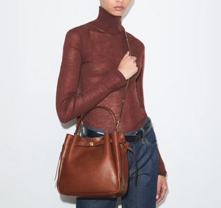 Romy Embossed Snake Bucket Bag - Sweet Maple