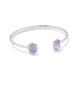 Daphne Frame Cuff Bracelet - Silver Purple Amethyst S/M