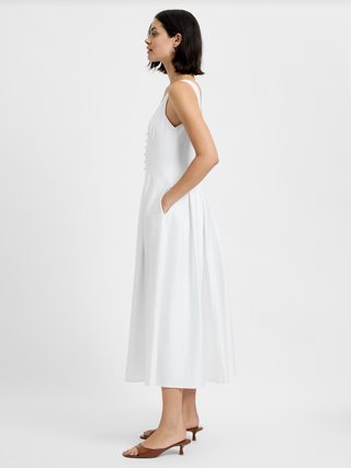 Cotton Sateen Midi Dress - Summer White
