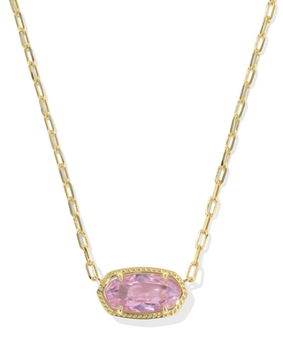 Elisa Luxe Short Pendant Necklace - Gold Light Pink CZ