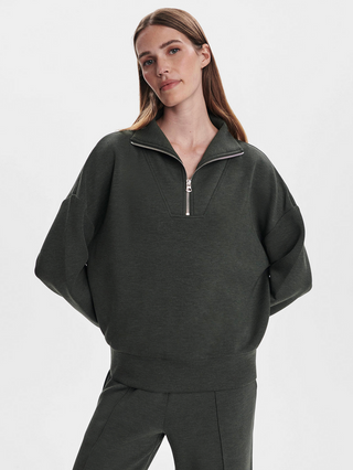 Hawley Half Zip Sweat - Olive Marl