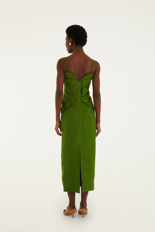 Green Monstera Leaf Sleeveless Maxi Dress - Green