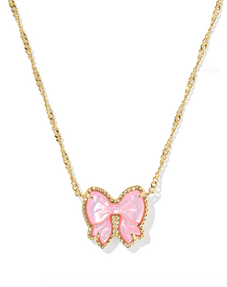 Haley Bow Short Pendant Necklace - Gold Blush Ivory Mother of Pearl