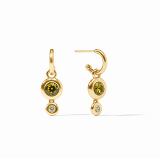 Rainbow Duo Hoop & Charm Earring - Palmetto Green