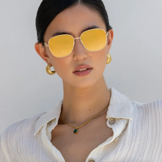 Lea Womens Round Sunglasses - Gold Mirror