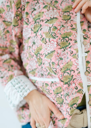 Birdie Jacket - Fancy Pink with Green Floral