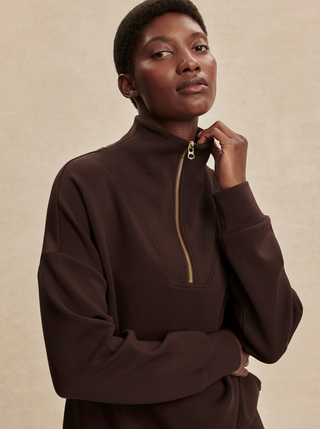 Hawley Half Zip Sweat - Coffee Bean