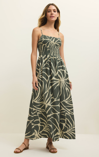 Bayside Tova Palm Midi Dress - Tea Leaf