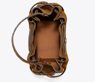 Romy Studded Suede Bucket Bag - Caramel