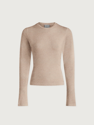 Edna Long Sleeve Fitted Tee - Taup[e Marl
