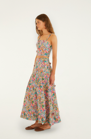 Peasant Floral Off-White Butterflies - Maxi Skirt