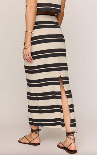Gail Striped Jersey Midi Skirt - Ash Black