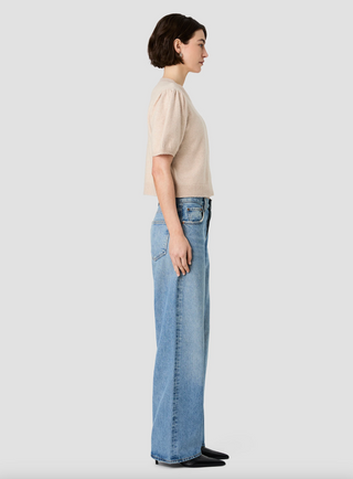 Yulia Knit Puff Sleeve Top - Oatmeal Melange
