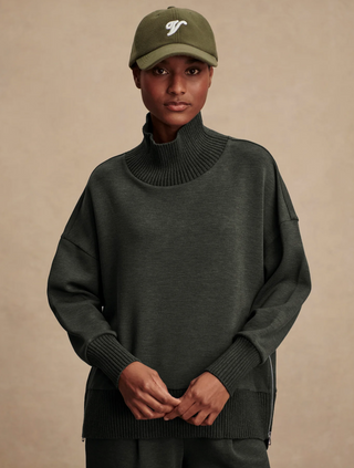 Baker High Neck Sweater - Olive Marble