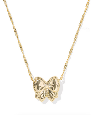 Haley Bow Short Pendant Necklace - Gold Blush Ivory Mother of Pearl