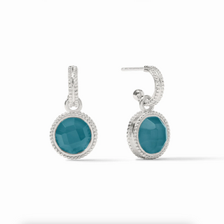 Fleur-de-Lis Hoop & Charm Earring - Silver Iridescent Montana Blue