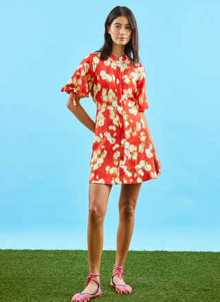 Molly Dress - Aperol Ikat