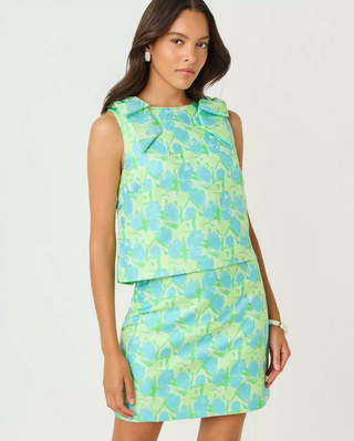 Annaleese Sleeveless Cropped Top - Capri Blue / Tulip Tango