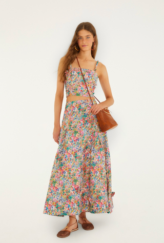 Peasant Floral Off-White Butterflies - Maxi Skirt
