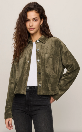 All Day Cropped Suede Jacket - Monstera