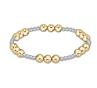 Classic Joy Pattern 6mm Bead Bracelet - Mixed Metal